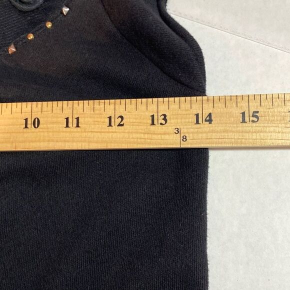 Free People Goth Black Tunic Size XS Lace Neck Stud Accents Raw Hem Layered - Picture 8 of 11